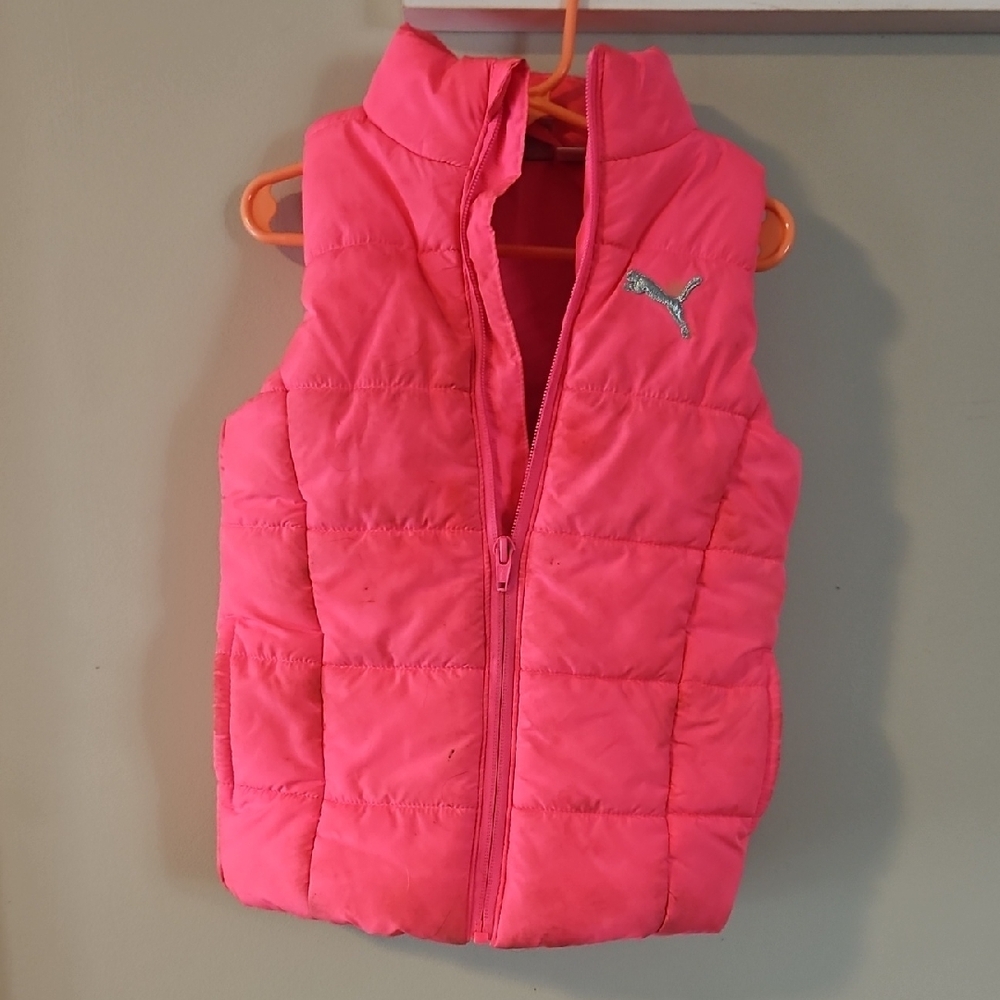 Pink Puffer Vest with Logo